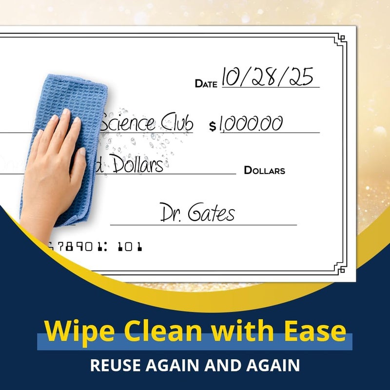 Pixelverse Design Giant Dry Erase Check - 16" x 32", Reusable Big Oversized Blank Check for Presentation - Great Photo-Op for Fundraisers, Charity & Donation Events - Image 3